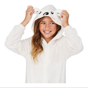 NWT Cuddl Duds White BEAR Costume Union Suit Pajamas PJS Halloween BOY or GIRL